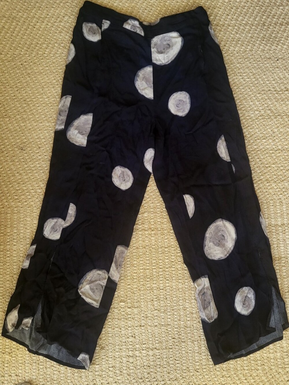 Black Pants with White Circular Print